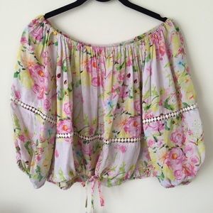 Mrs. Darcy off the shoulder floral top